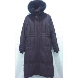 Down Fill Long Winter Coat- Fur Trim Hood-Utex Designs- Women's Medium
